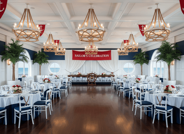 Nautical Banquet Hall interior design - professional nautical banquet hall with sophisticated decor and premium finishes