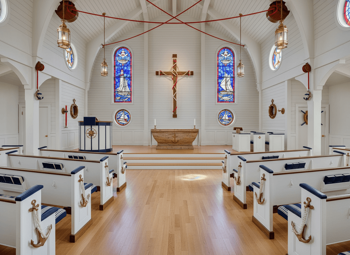 Nautical Church interior design - professional nautical church with sophisticated decor and premium finishes