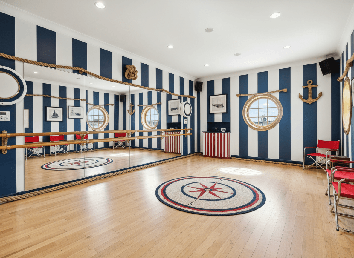 Nautical Dance Studio interior design - professional nautical dance studio with sophisticated decor and premium finishes