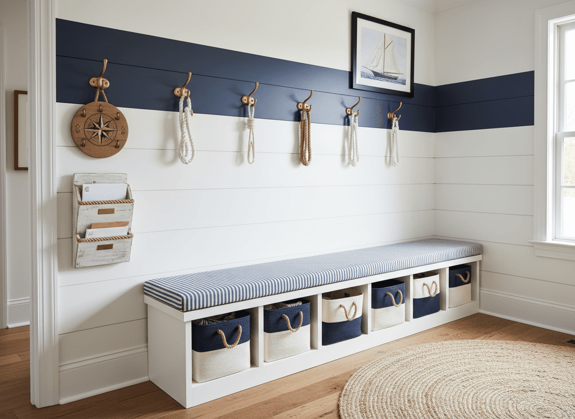 Nautical Drop Zone interior design - professional nautical drop zone with sophisticated decor and premium finishes