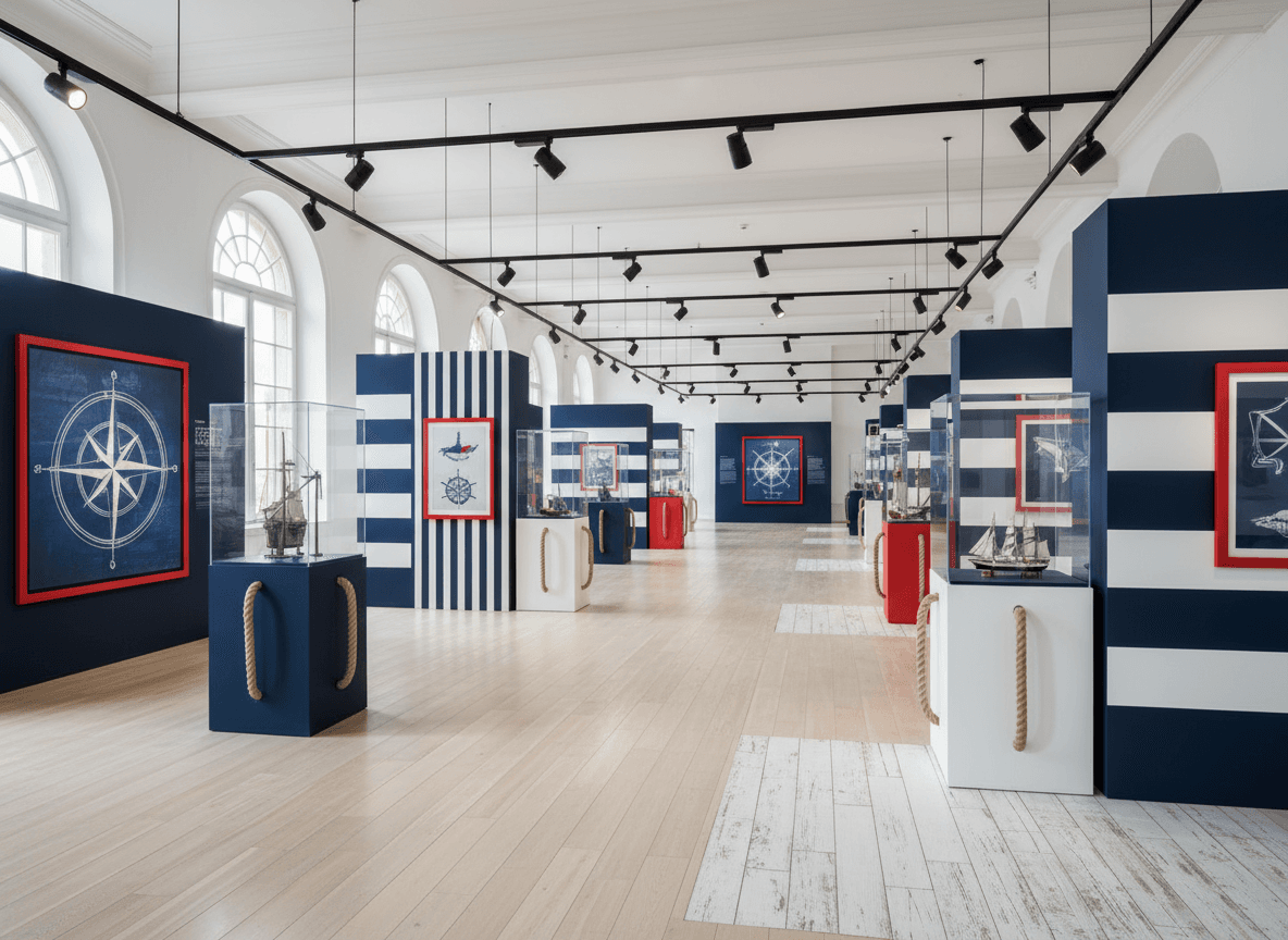 Nautical Exhibition Space interior design - professional nautical exhibition space with sophisticated decor and premium finishes