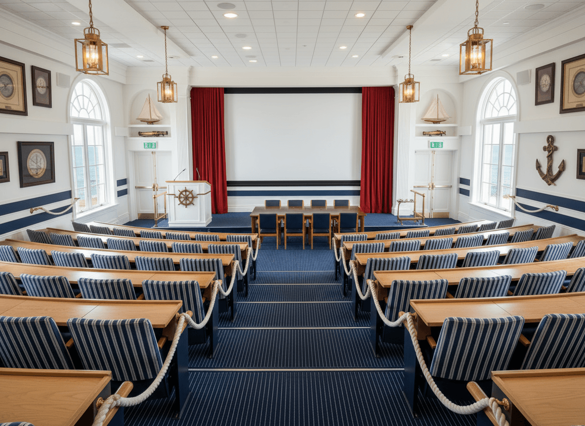 Nautical Lecture Hall interior design - professional nautical lecture hall with sophisticated decor and premium finishes