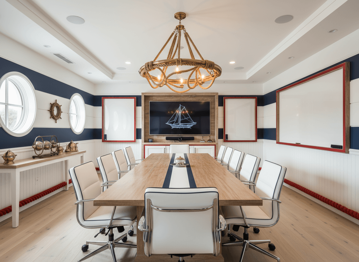 Nautical Meeting Room interior design - professional nautical meeting room with sophisticated decor and premium finishes