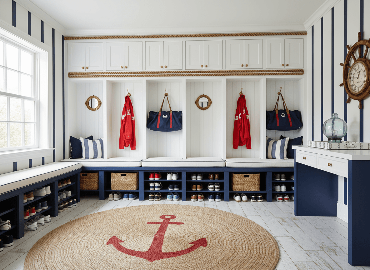 Nautical Mudroom interior design - professional nautical mudroom with sophisticated decor and premium finishes