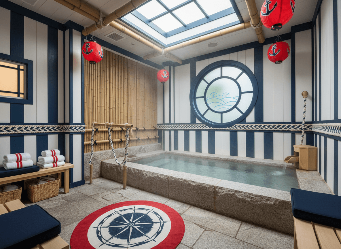 Nautical Onsen interior design - professional nautical onsen with sophisticated decor and premium finishes