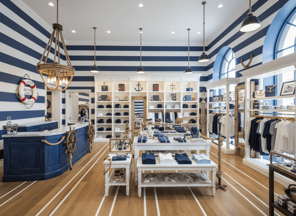 Nautical Store interior design - professional nautical store with sophisticated decor and premium finishes