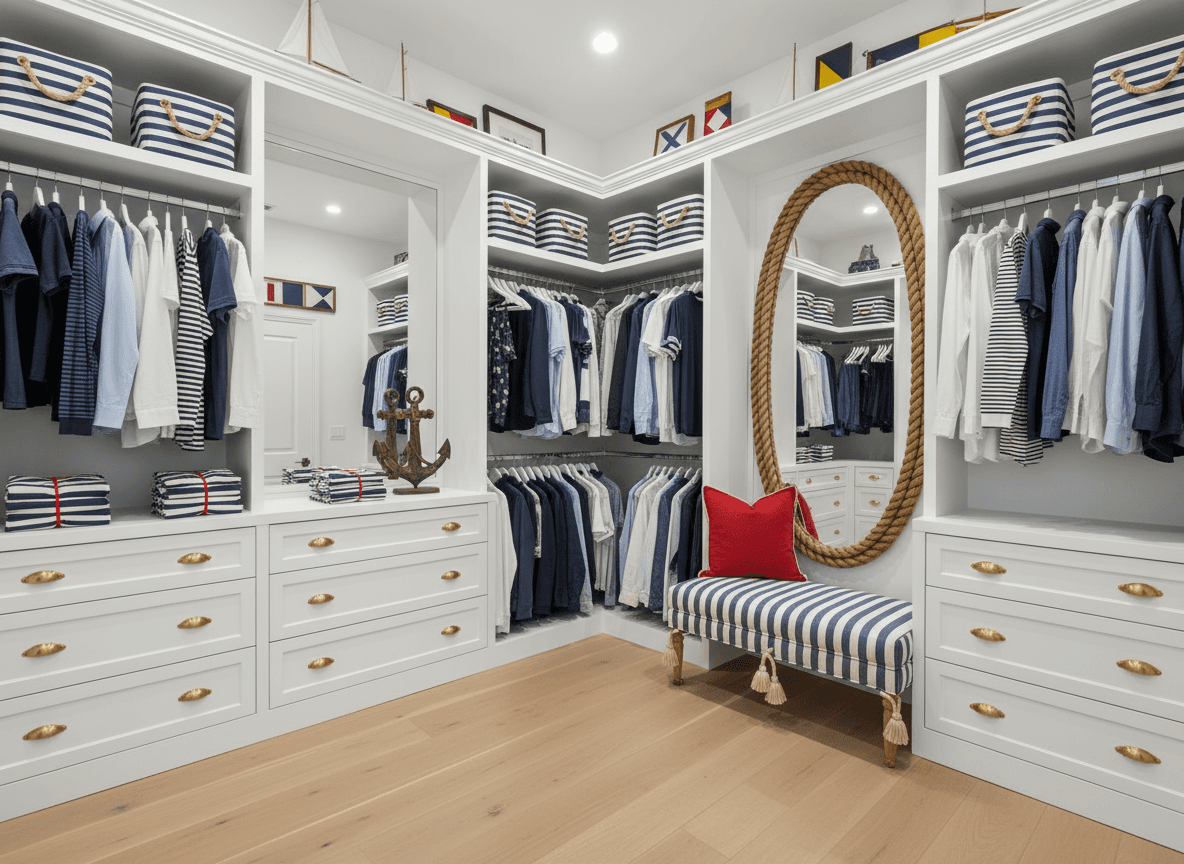 Nautical Walk In Closet interior design - professional nautical walk in closet with sophisticated decor and premium finishes