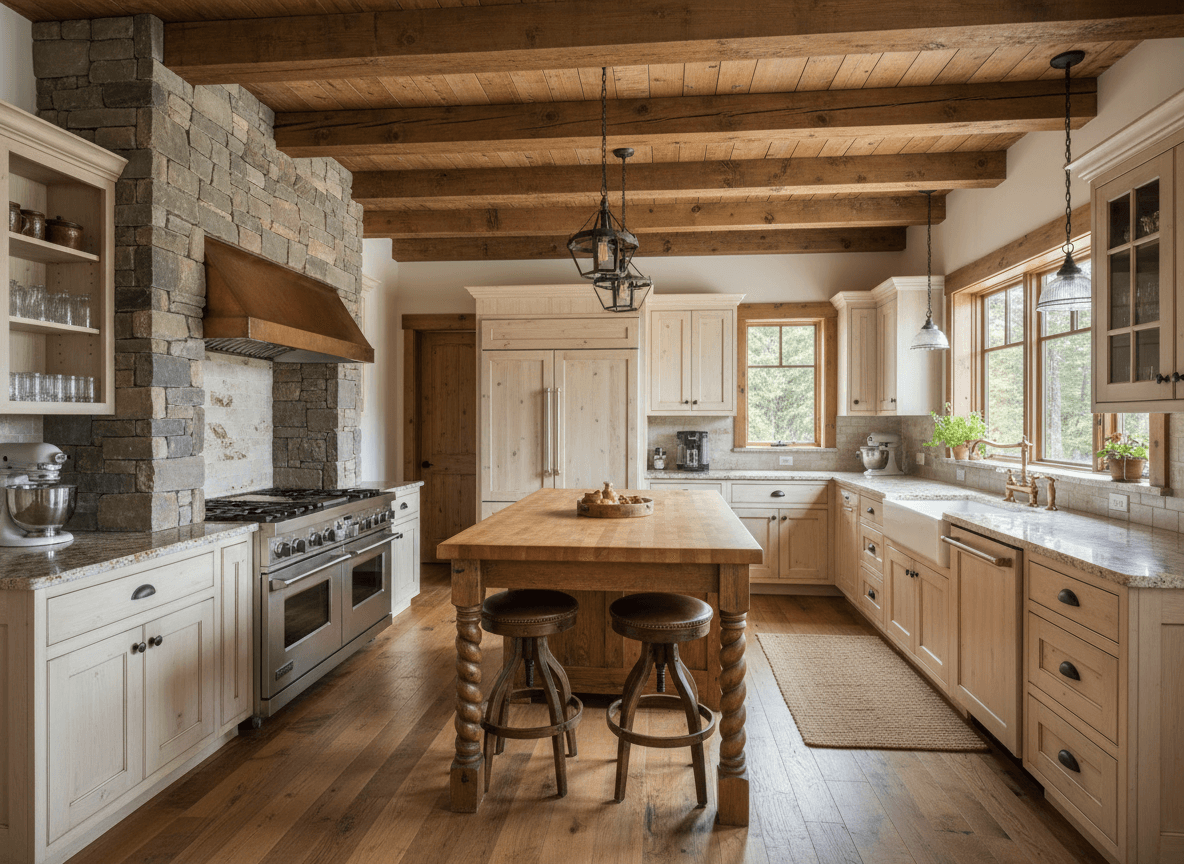 Rustic Kitchen interior design - professional rustic kitchen with sophisticated decor and premium finishes