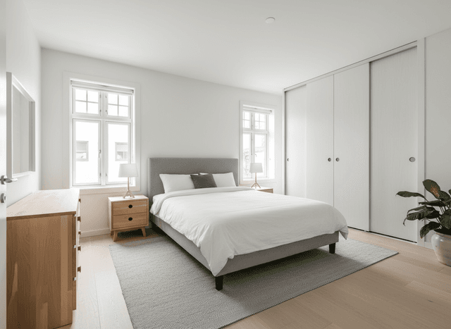 Scandinavian Bedroom interior design - professional scandinavian bedroom with sophisticated decor and premium finishes