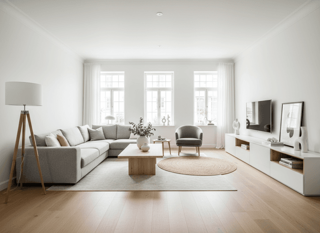 Scandinavian Living Room interior design - professional scandinavian living room with sophisticated decor and premium finishes