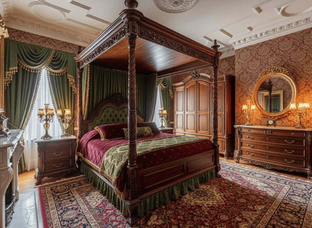 Victorian Bedroom interior design - professional victorian bedroom with sophisticated decor and premium finishes