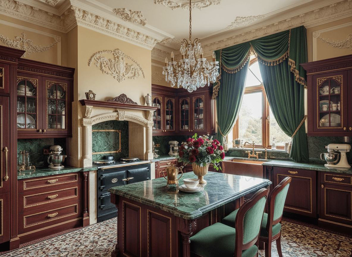 Victorian Kitchen interior design - professional victorian kitchen with sophisticated decor and premium finishes