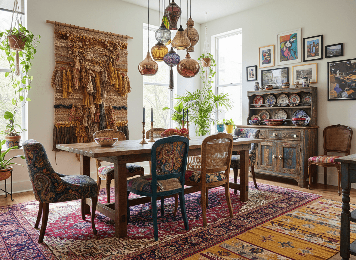 Bohemian Dining Room Interior Design Ideas Bohemian Dining Room interior design - professional bohemian dining room with sophisticated decor and premium finishes