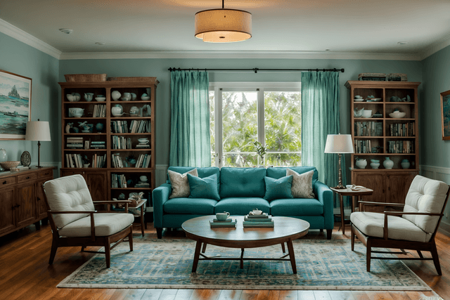 Coastal Living Room with Airy Spaces and Soothing Palette photo from pinterest of coastal-style interior designed (living room interior) with chairs and furniture and sofa and electric lamps and bookshelves and rug and occasional tables and coffee tables. . with . . cinematic photo, highly detailed, cinematic lighting, ultra-detailed, ultrarealistic, photorealism, 8k. trending on pinterest. coastal interior design style.
