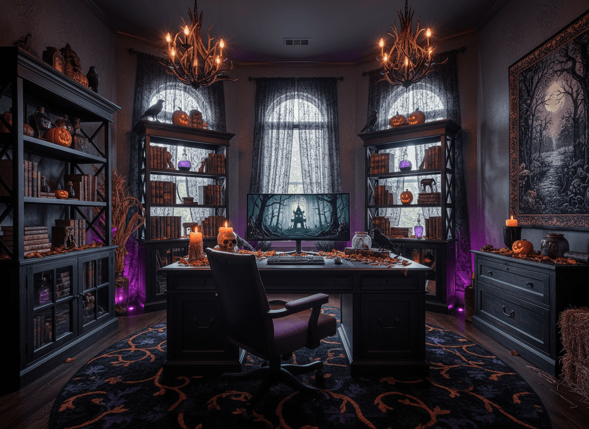 Halloween Home Office Interior Design Ideas Halloween Home Office interior design - professional halloween home office with sophisticated decor and premium finishes